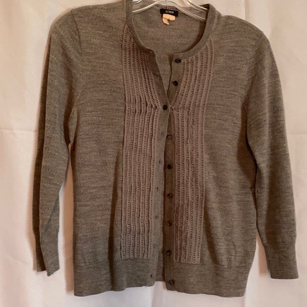 Gray 3/4 length sleeve cardigan by J. Crew, sizeM